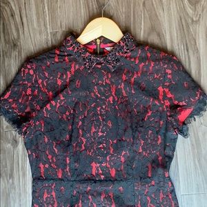 Shirtdress Black & Red Lace Cocktail Dress